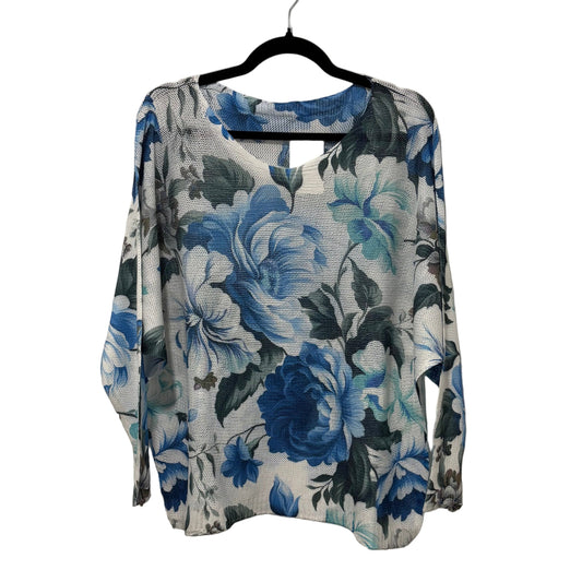 Blue & White Floral Printed Sweater