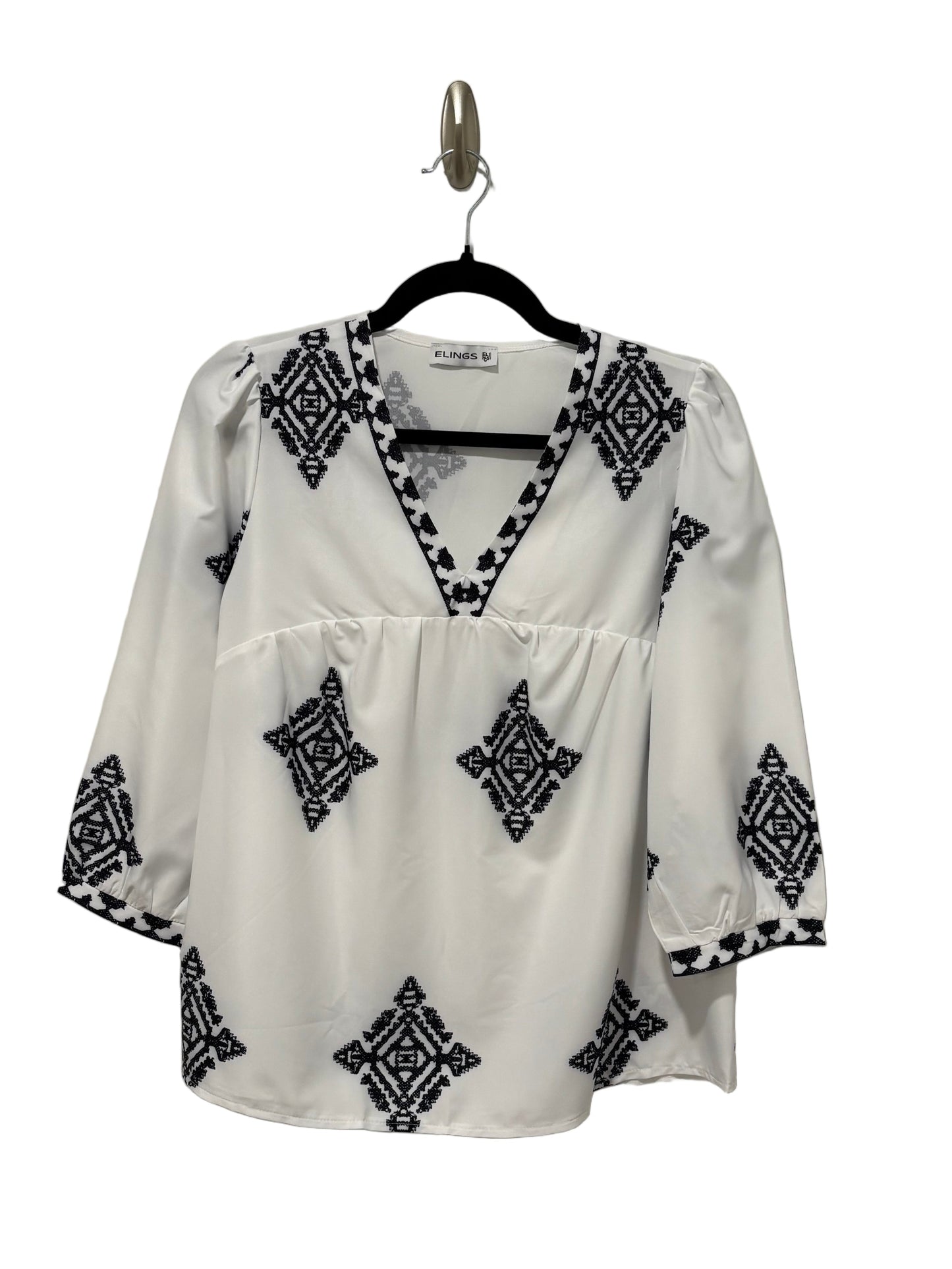 Loose Fit Printed V Neck Blouse