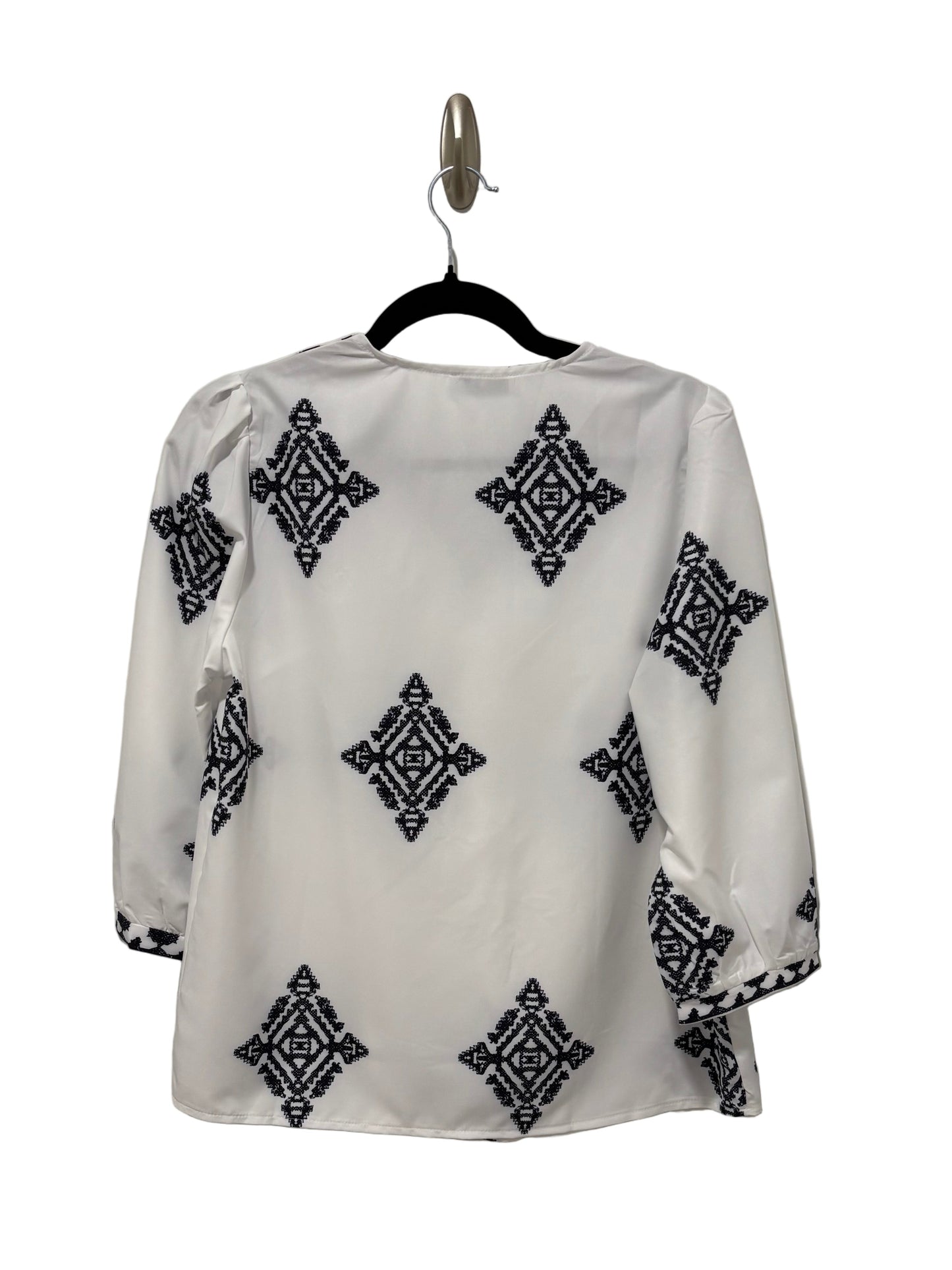 Loose Fit Printed V Neck Blouse