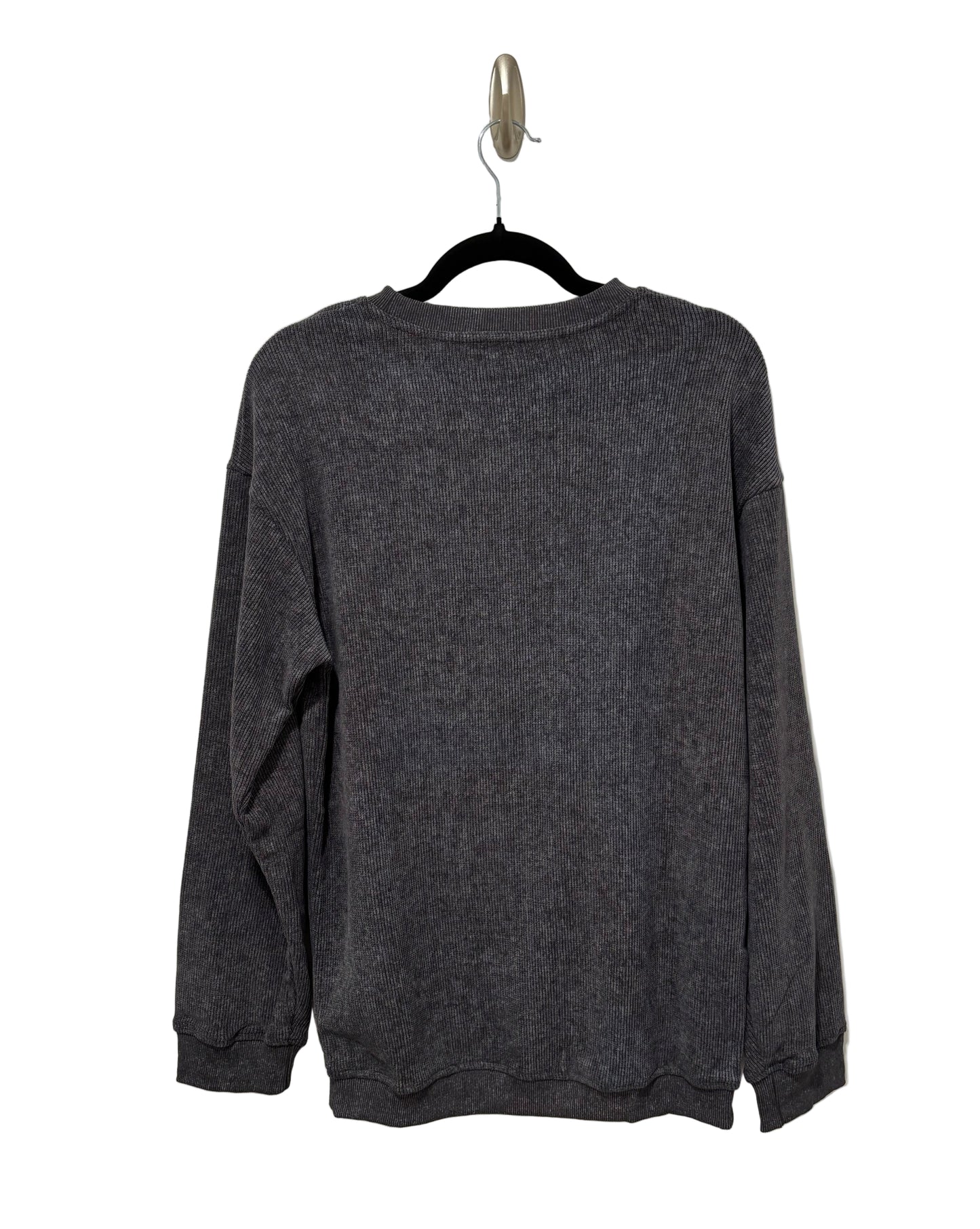 Leopard Star Corded Grey Sweatshirt
