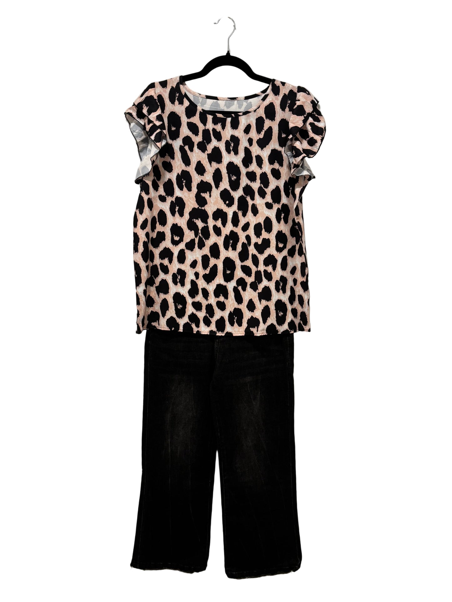 Ruffle Sleeve Leopard Print Blouse