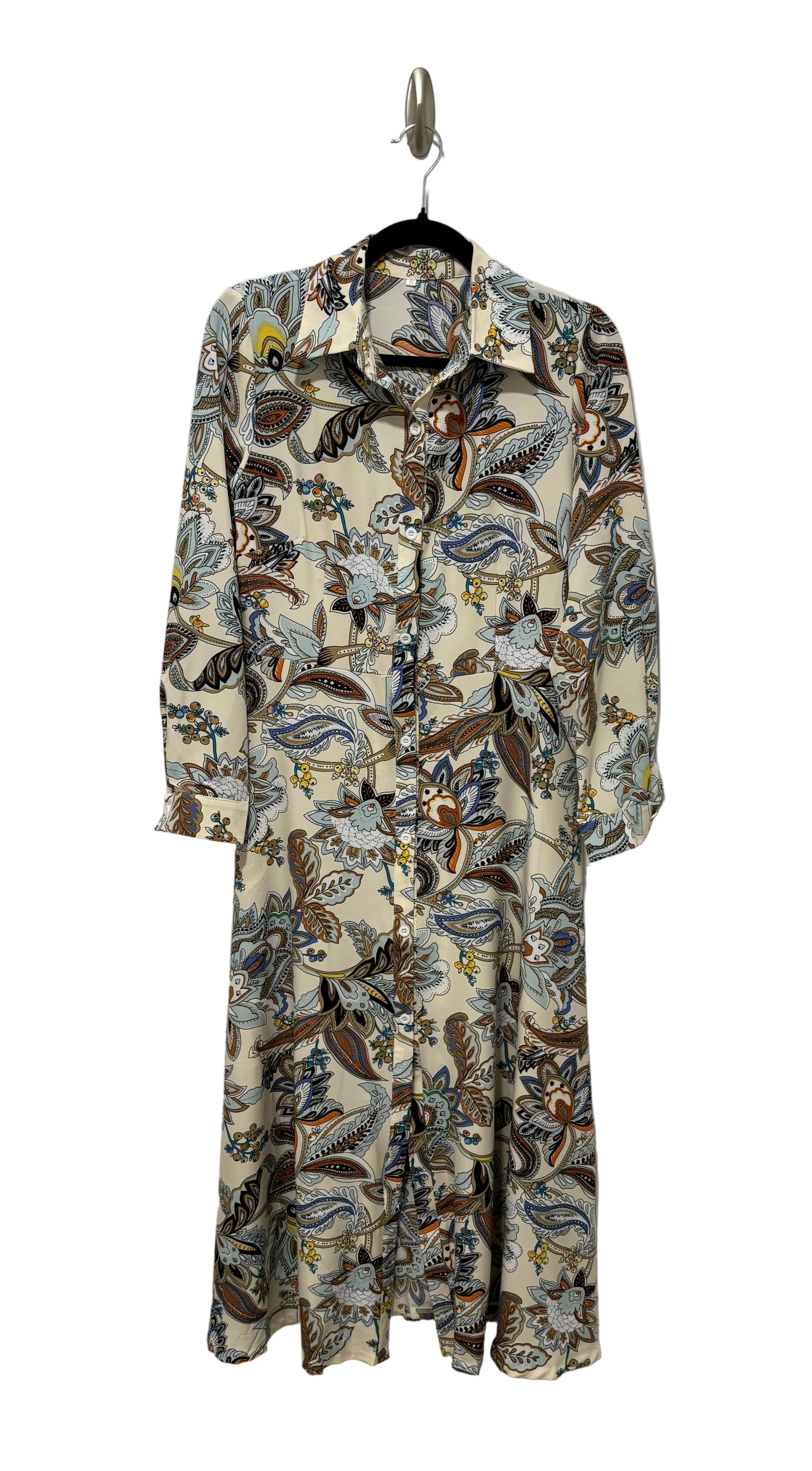 Vintage Floral Maxi Shirt Dress