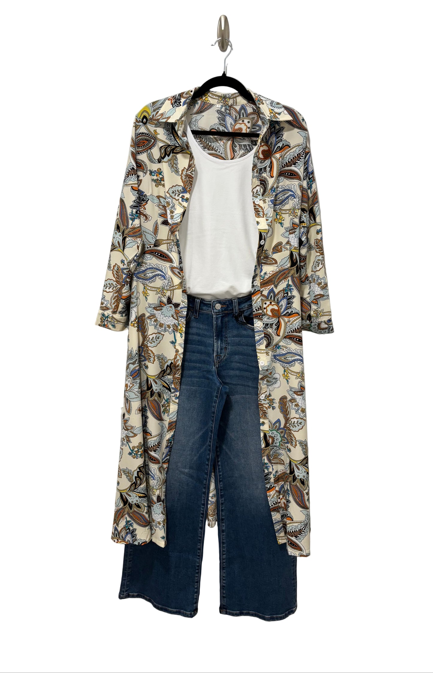 Vintage Floral Maxi Shirt Dress