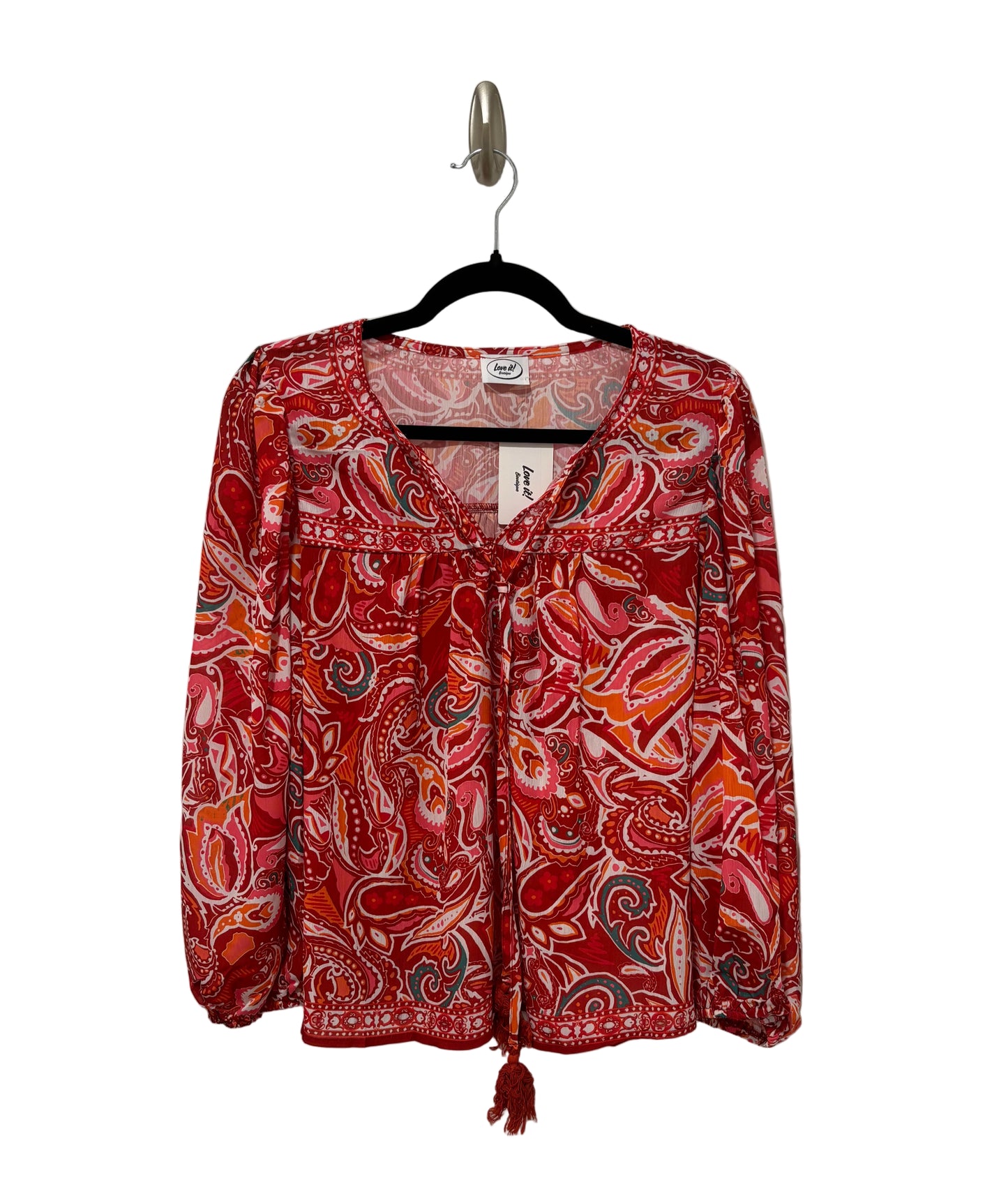 Long Sleeve Paisley Print Blouse