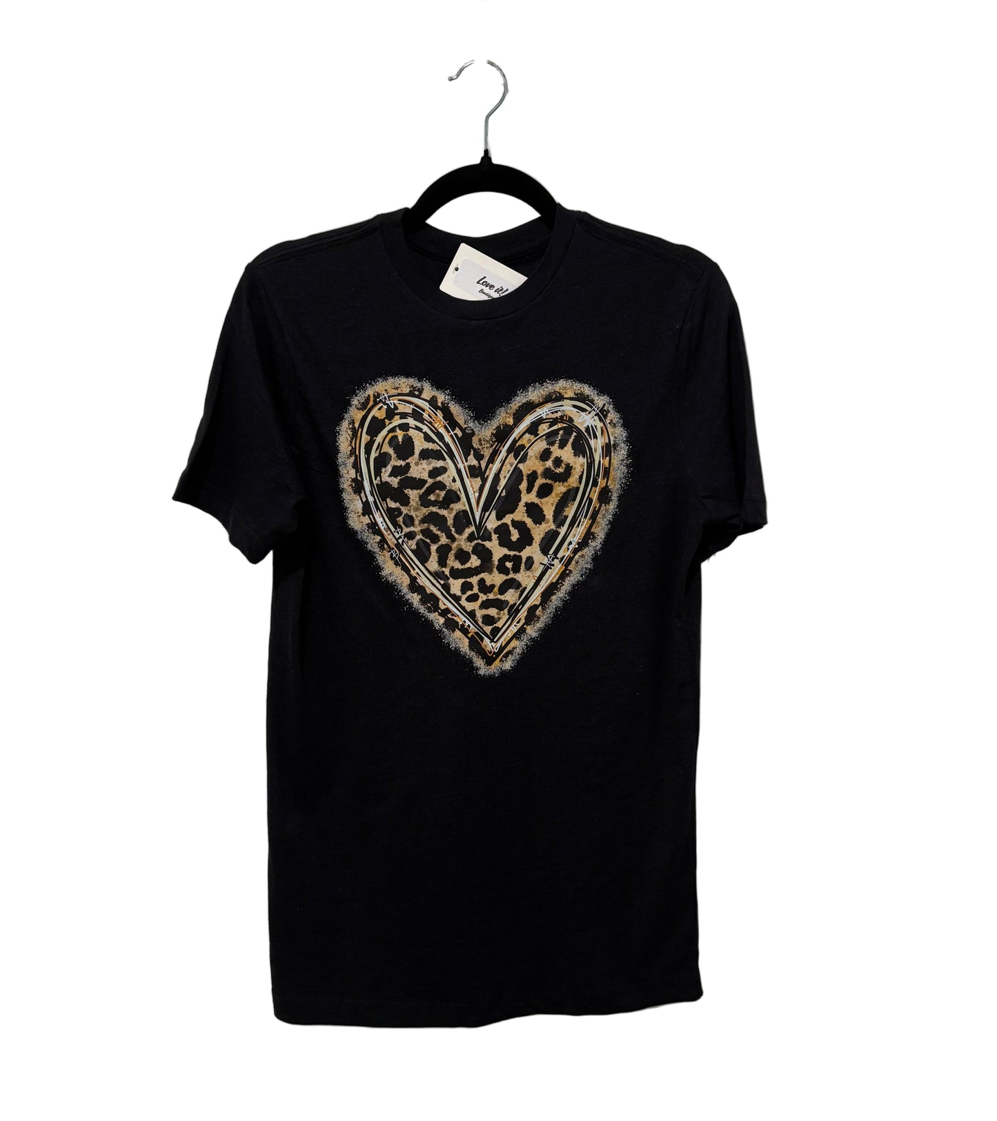 Leopard Heart Graphic T Shirt