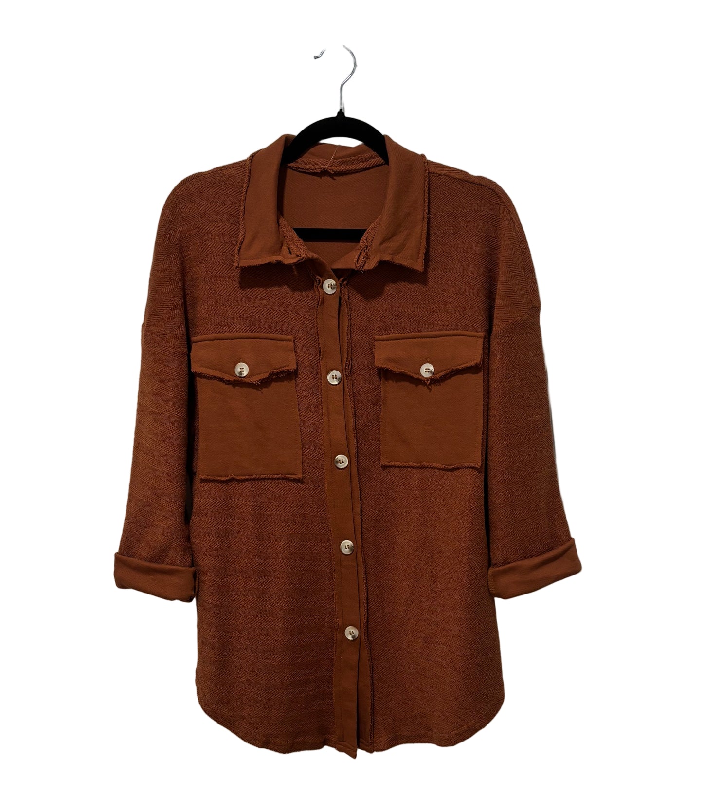 Textured Long Sleeve Button Down