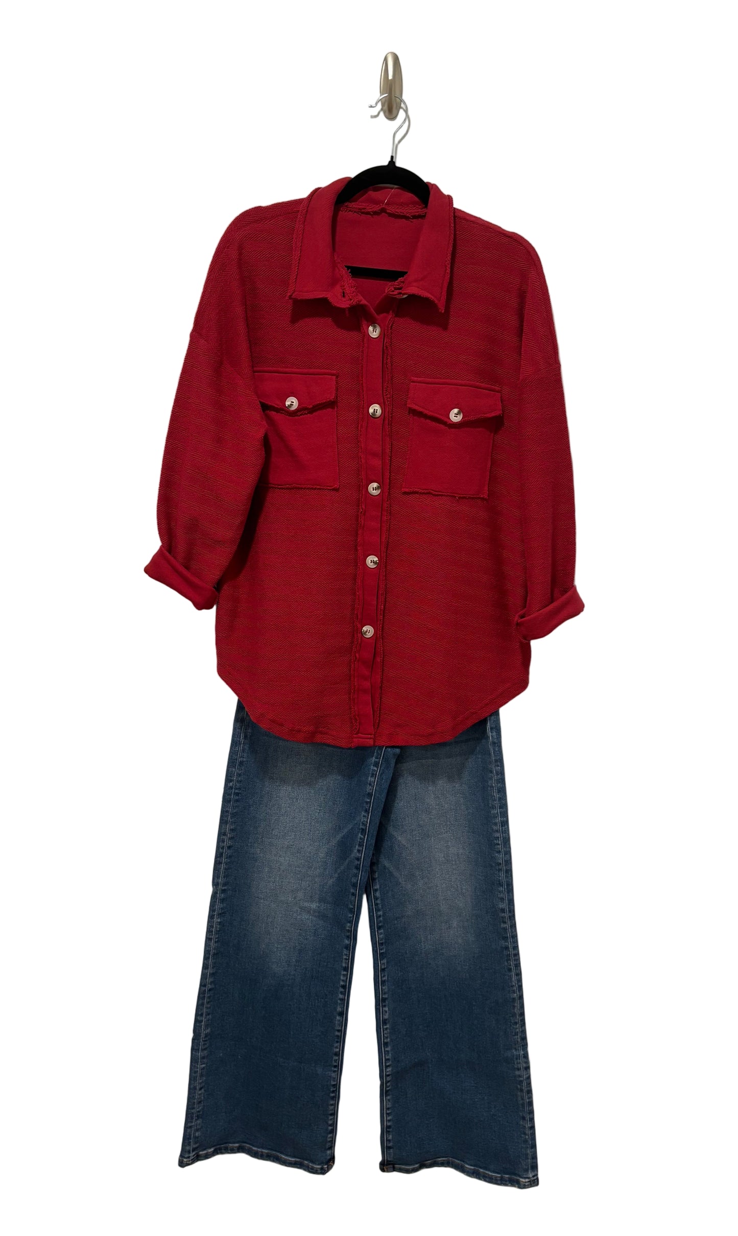 Textured Long Sleeve Button Down