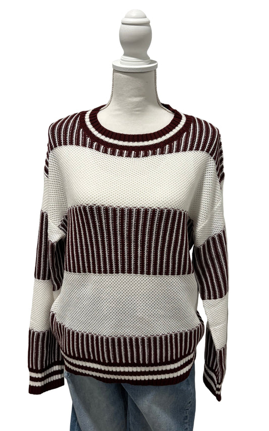 Brown Two Tone Striped Sweater