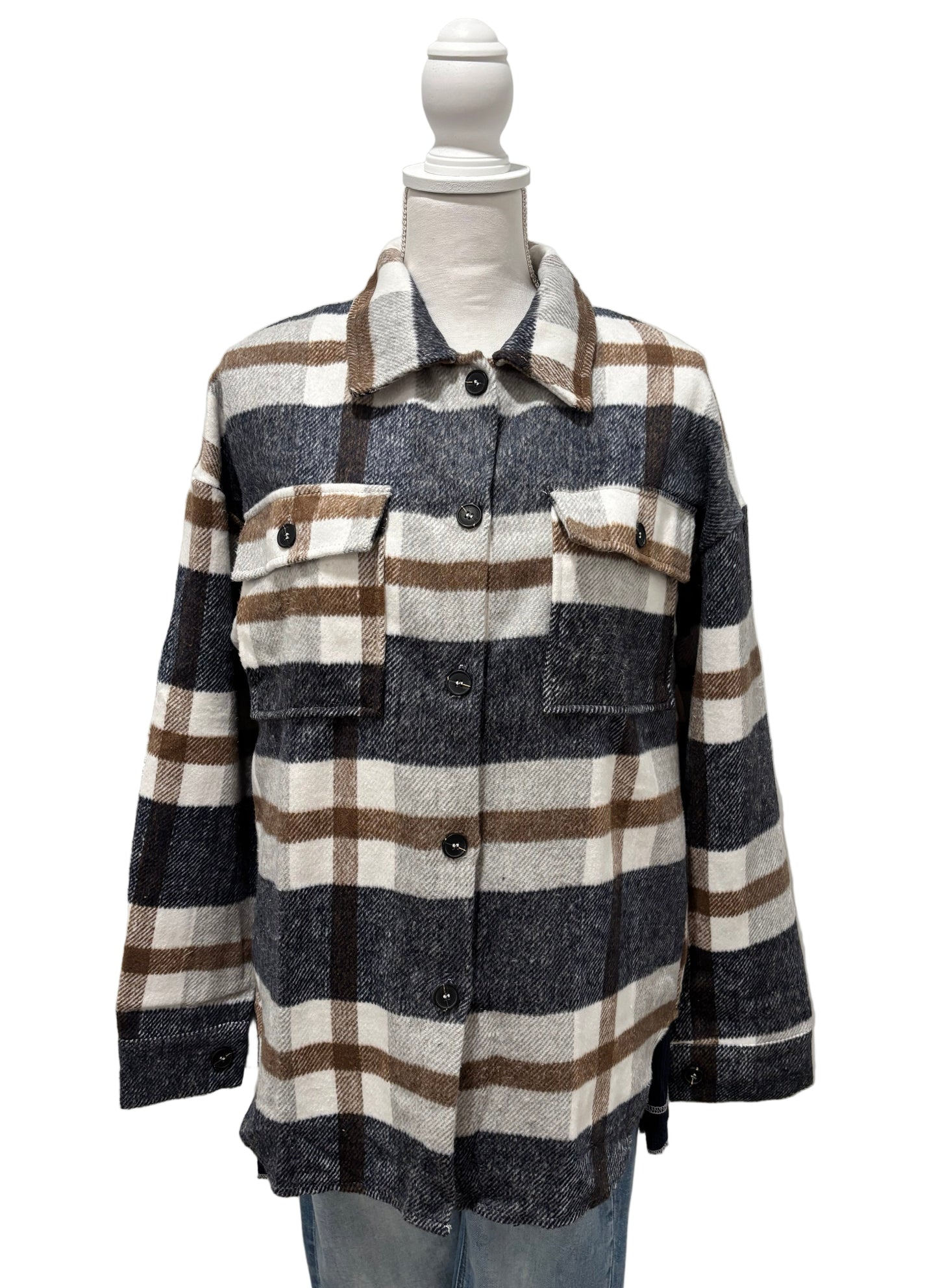 Plaid Button Down Shirt Jacket