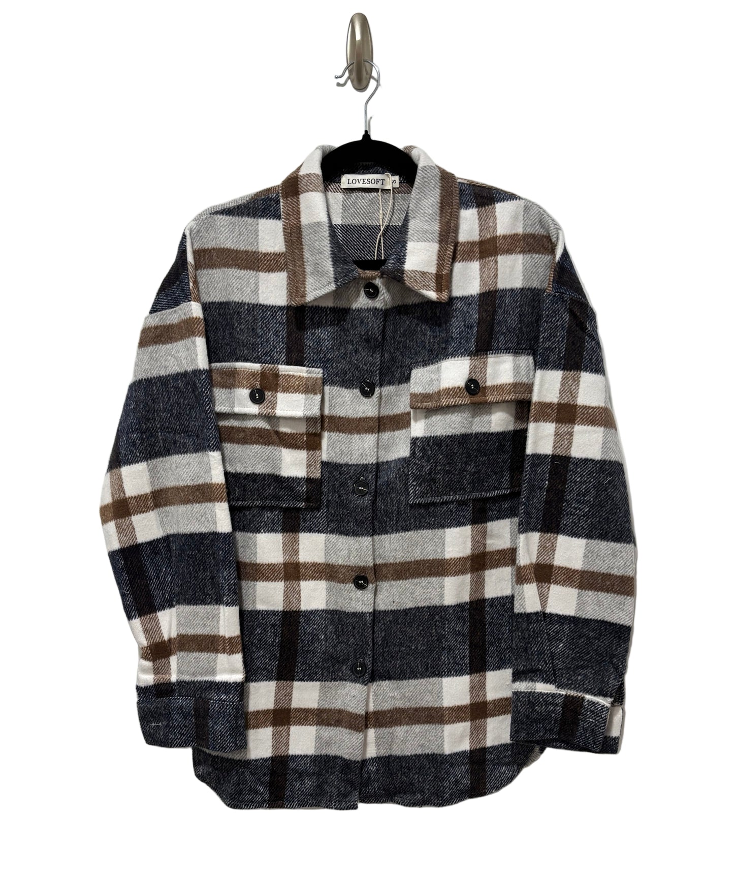 Plaid Button Down Shirt Jacket