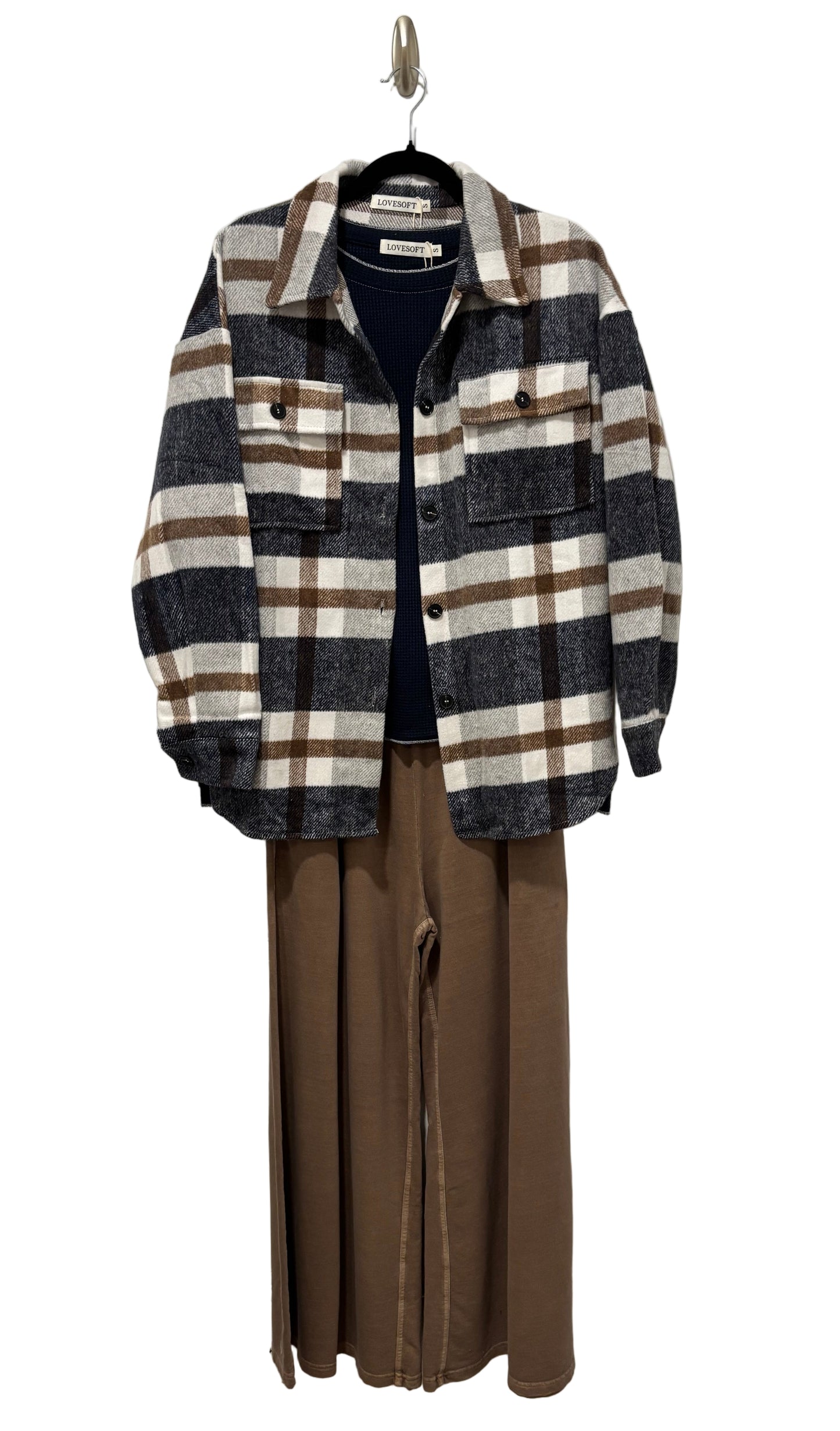 Plaid Button Down Shirt Jacket