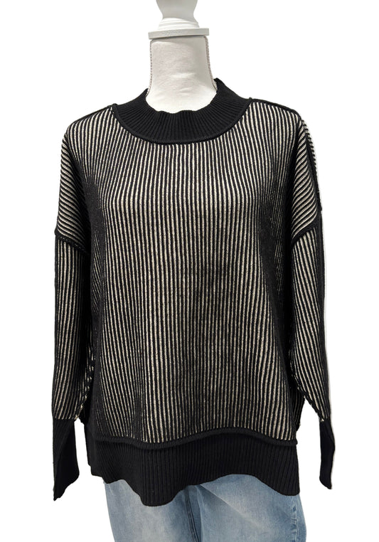 Exposed Seam Two Tone Sweater