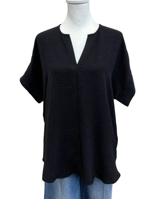 Woven Split Neck Top