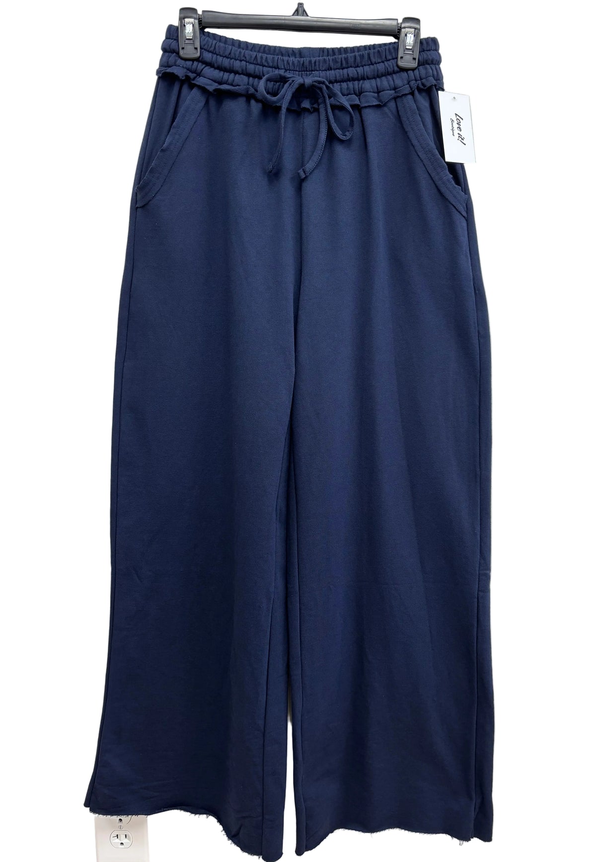 French Terry Wide Leg Drawstring Pant
