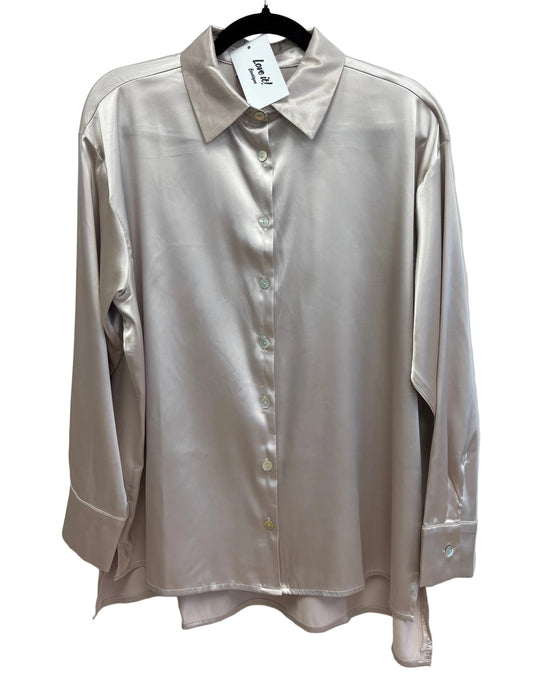 Satin Button Down Long Sleeve Top