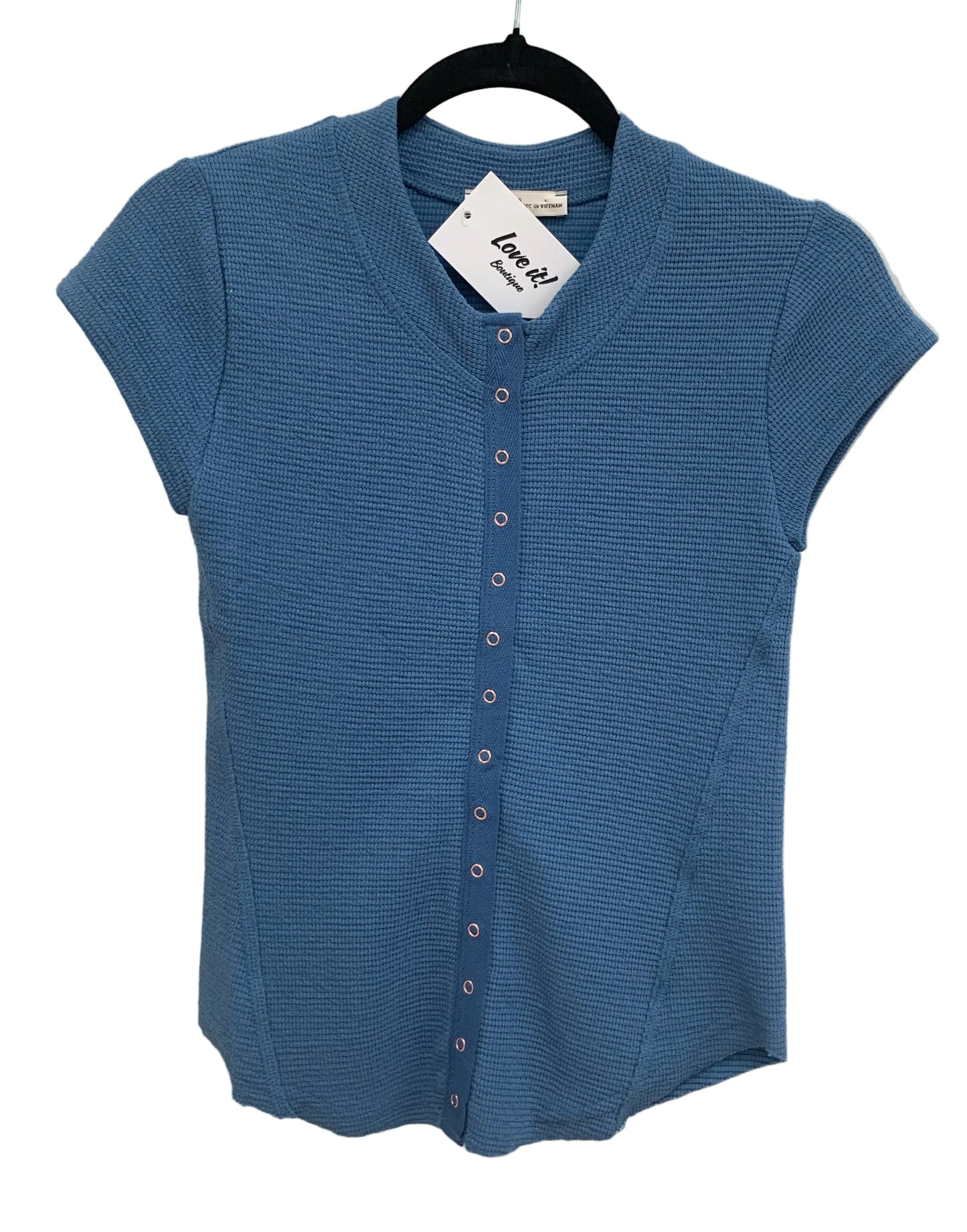 Knit Button Down Short Sleeve Top