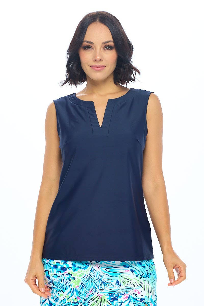 Notched Neck Tank Top
