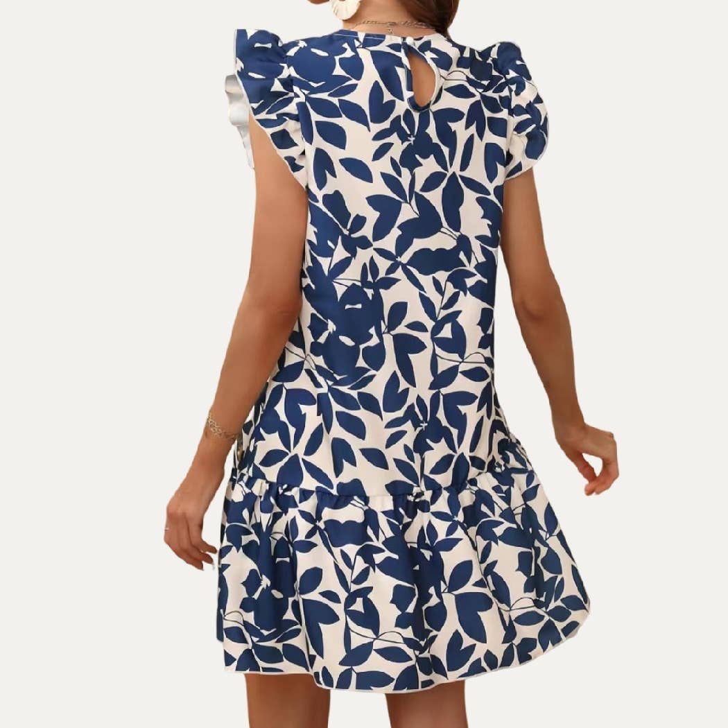 Round Neck Sleeveless Ruffle Dress