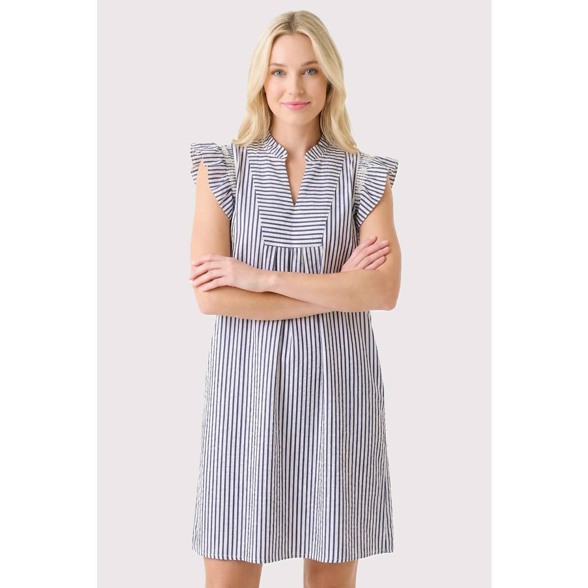 Frilled Smock Neck Sleeveless Dress
