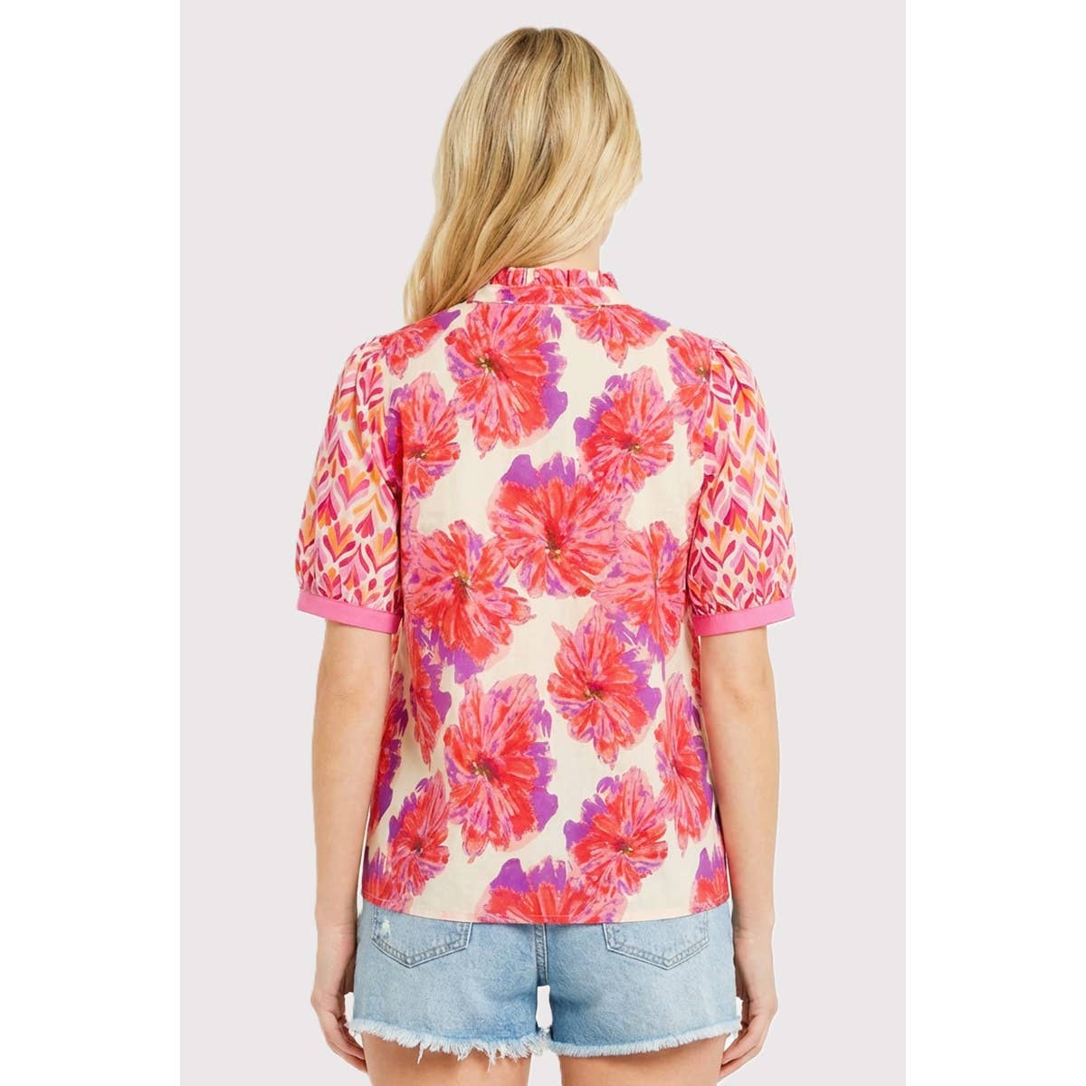 Mixed Floral Flutter Top