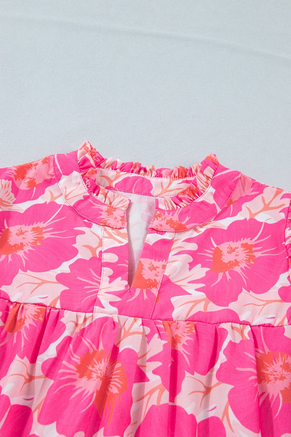 Floral Short Bubble Sleeve Blouse