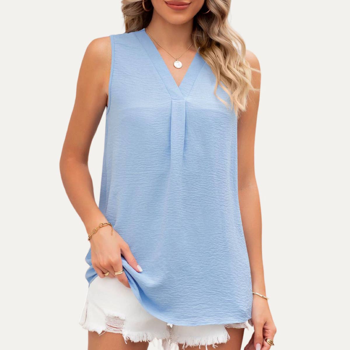 V Neck Sleeveless Top