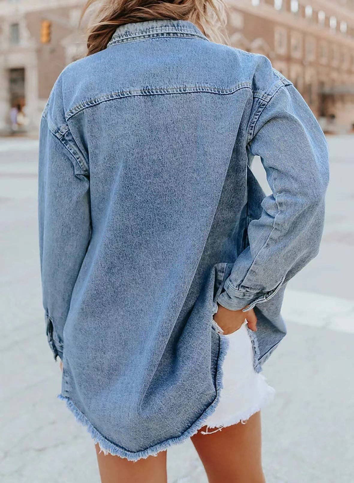 Fray Hem Denim Jacket