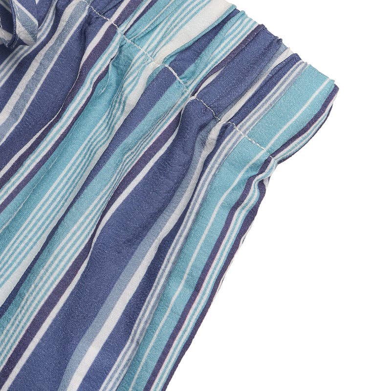 Striped Drawstring Wide Leg Pants