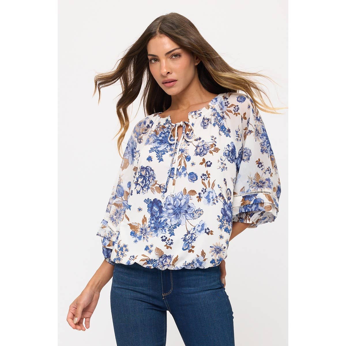 Ivory Floral Bubble Top