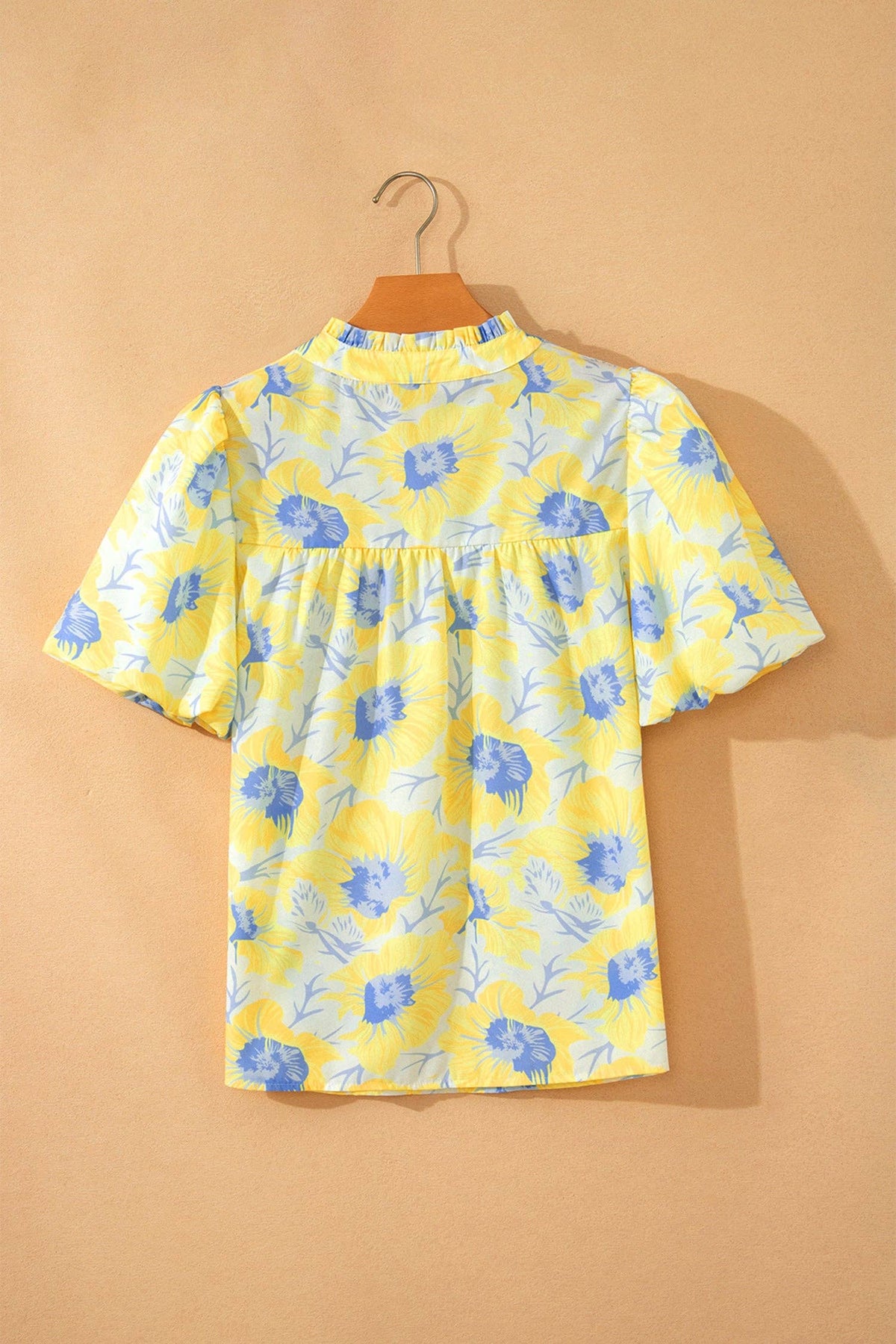 Floral Short Bubble Sleeve Blouse