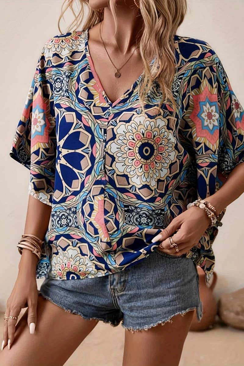Multi-Colored Vintage Floral Top