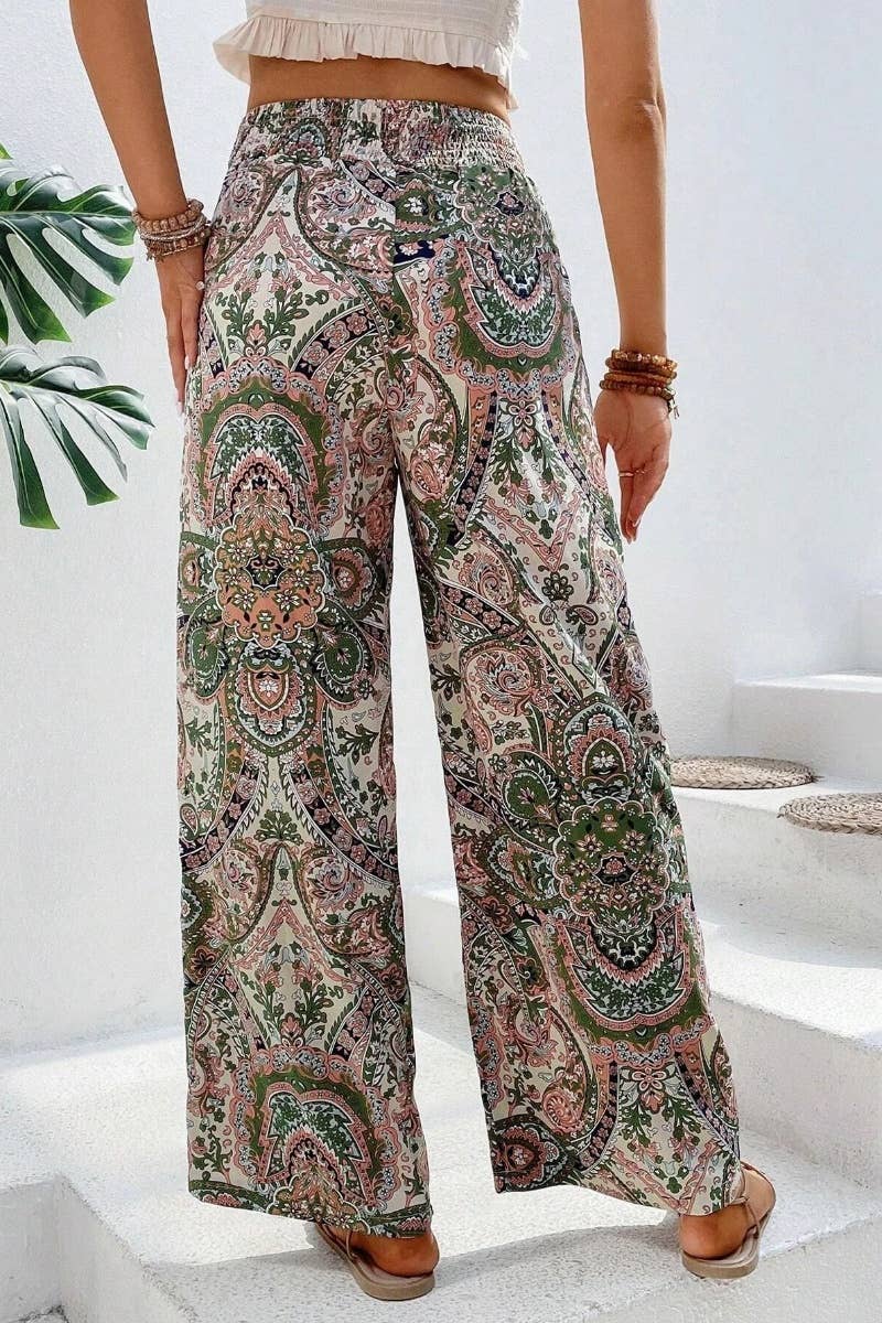 Paisley Print Wide Leg Pants