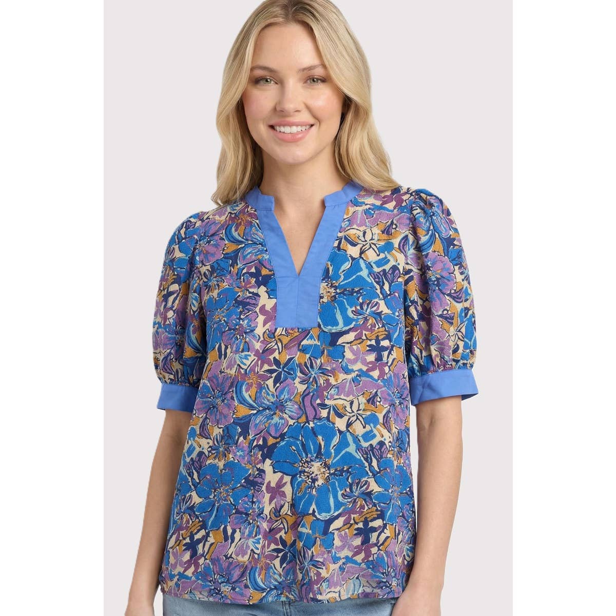 Floral Collar Printed Top