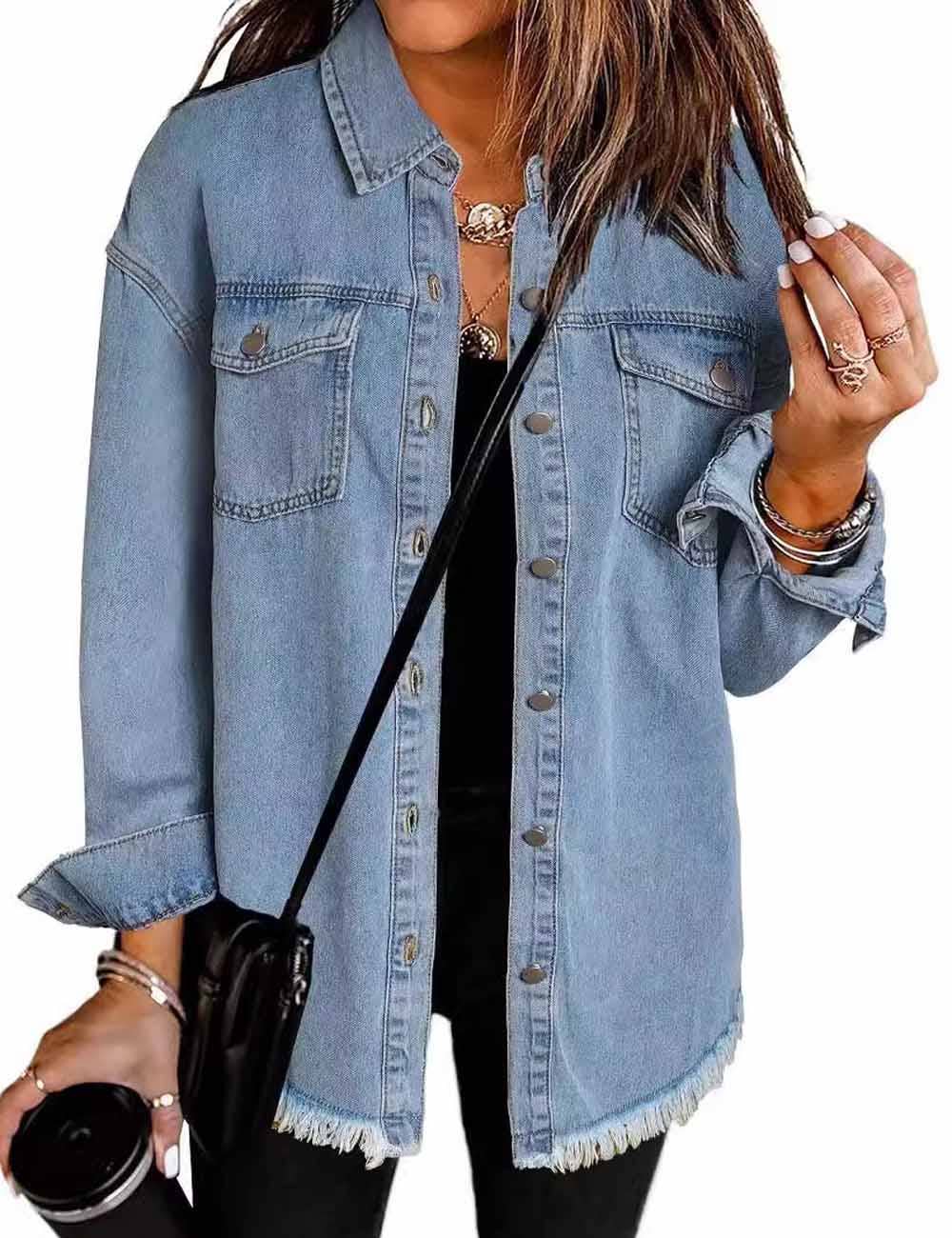 Fray Hem Denim Jacket
