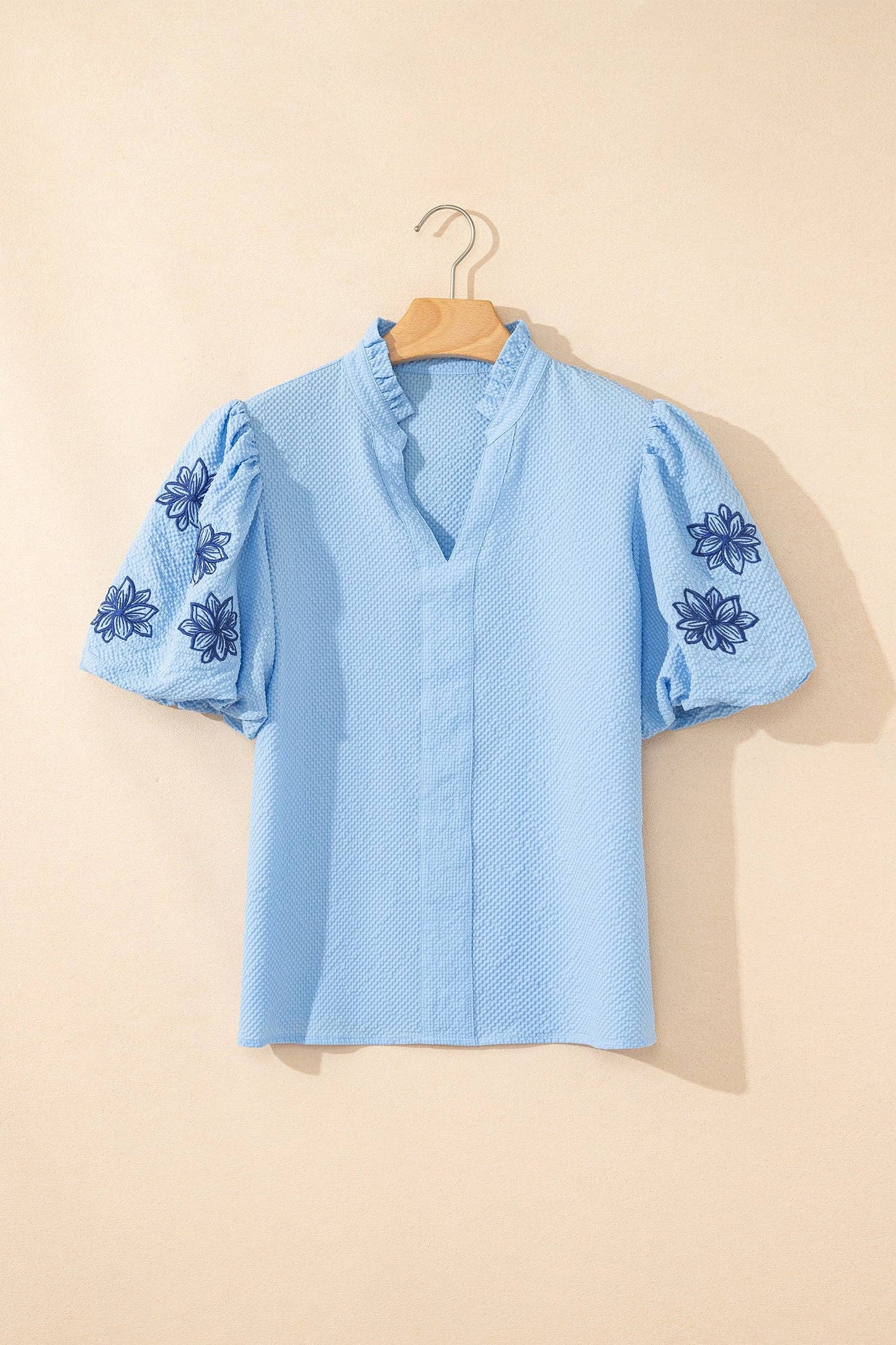 Floral Embroidered Puff Sleeve Top