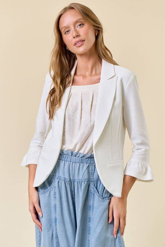 3/4 Ruffle Sleeve Blazer