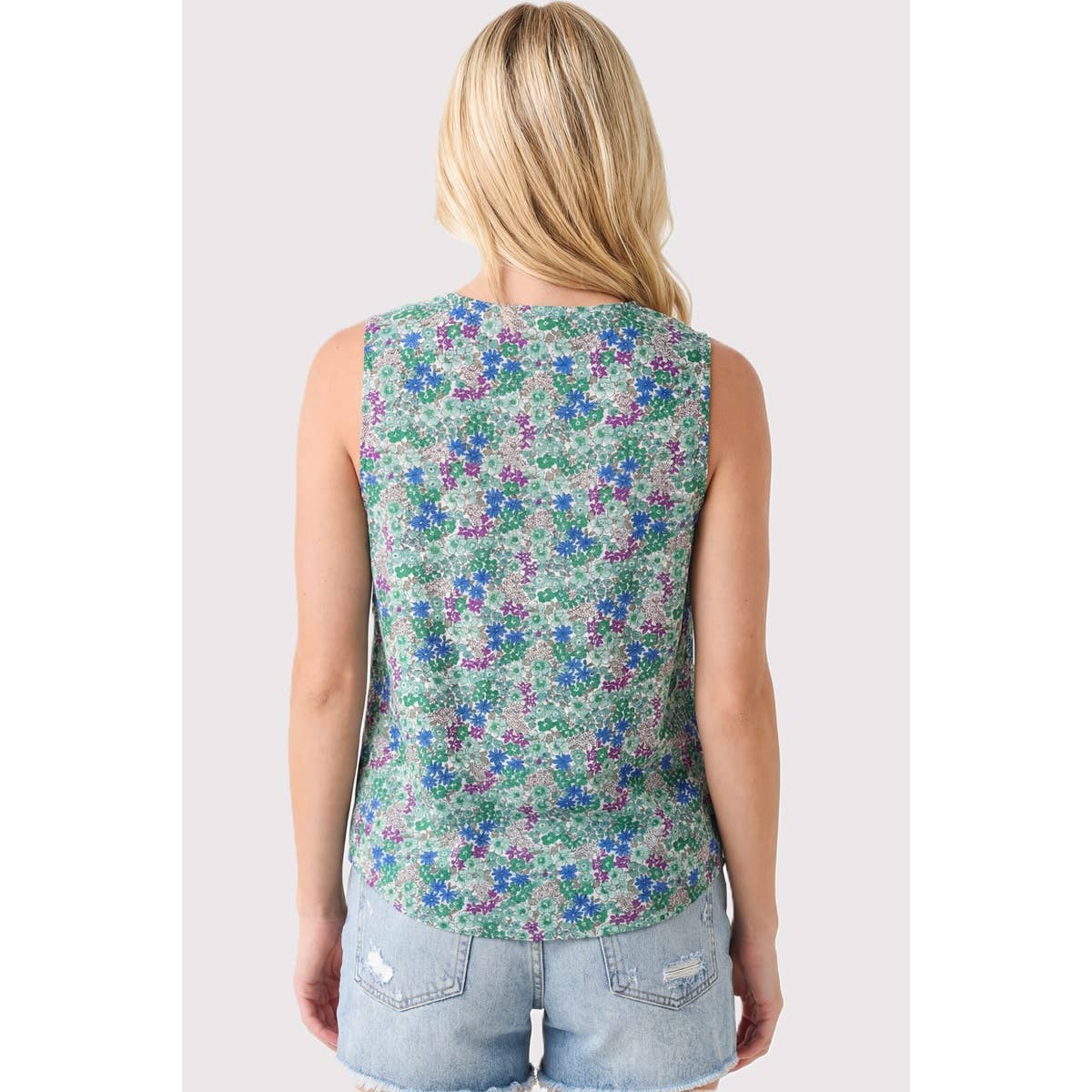 Gathered Chest Floral Tank Top