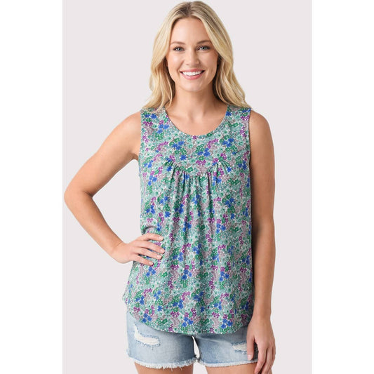 Gathered Chest Floral Tank Top